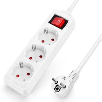 Aigostar Regleta alargador de 2/3/4/5 enchufes con cable de 1,5 metros e interruptor. Color Blanco Aigostar Regleta alargador de 2/3/4/5 enchufes con cable de 1,5 metros e interruptor. Color Blanco