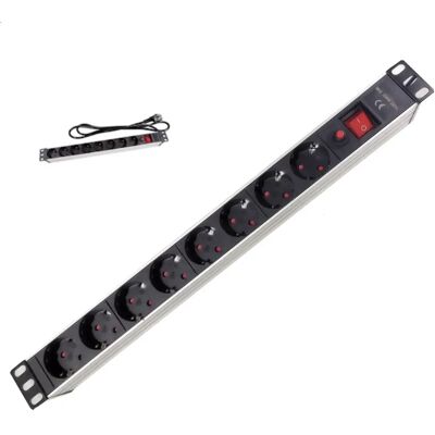 NONE Regleta 8 enchufes para rack 19 pulgadas con interruptor. Base enchufes rack 19". TRICOM NONE Regleta 8 enchufes para rack 19 pulgadas con interruptor. Base enchufes rack 19". TRICOM
