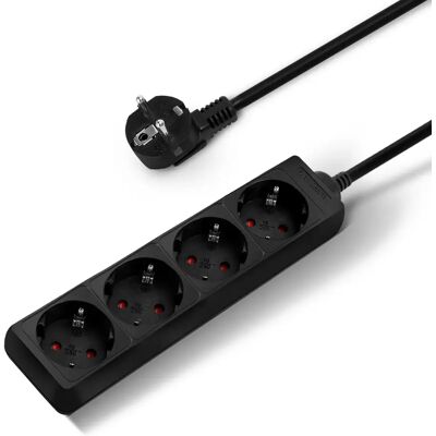 Ninguno Regleta alargador de enchufes, base multiples de 3, 4, 5, 6 enchufes tipo Schucko sin interruptor, 16a/250v 3680w, cable 3g1.5m㎡ lontitud 1,5m, 3m o 5m, uso interior, color negro, Don Feliz Ninguno Regleta alargador de enchufes, base multiples de 3, 4, 5, 6 enchufes tipo Schucko sin interruptor, 16a/250v 3680w, cable 3g1.5m㎡ lontitud 1,5m, 3m o 5m, uso interior, color negro, Don Feliz