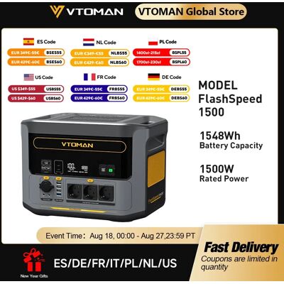 VTOMAN FlashSpeed 1500 estación de energía portátil 1548Wh LiFePO4 batería con pico de 3000W para acampar al aire libre RV energía en el hogar VTOMAN FlashSpeed 1500 estación de energía portátil 1548Wh LiFePO4 batería con pico de 3000W para acampar al aire libre RV energía en el hogar