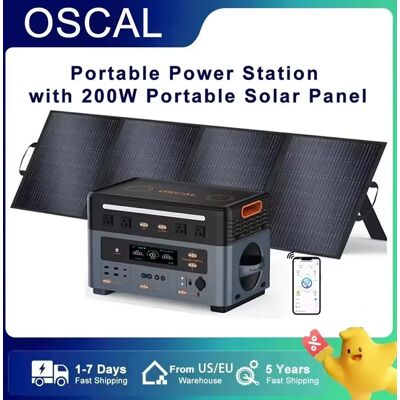 Estación de energía portátil Oscal Blackview, salida de CA de 2400W, batería LiFePO4 de 1872Wh, 16 salidas, 80% de carga en 1 hora con panel solar de 200W Estación de energía portátil Oscal Blackview, salida de CA de 2400W, batería LiFePO4 de 1872Wh, 16 salidas, 80% de carga en 1 hora con panel solar de 200W