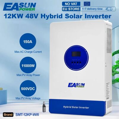 EASUN POWER Inversor Solar Híbrido EASUN de 12000W MPPT 220V 48V, Entrada Máxima de PV 500V 22000VA, Cargador Solar de 150A, Entrada Dual, Compatible con BMS y WIFI EASUN POWER Inversor Solar Híbrido EASUN de 12000W MPPT 220V 48V, Entrada Máxima de PV 500V 22000VA, Cargador Solar de 150A, Entrada Dual, Compatible con BMS y WIFI