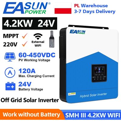 EASUN POWER 4.2KW inversor Solar híbrido 24V 220V construido 120A Mppt controlador de cargador Solar fuera de la red inversor con WIFI EASUN POWER 4.2KW inversor Solar híbrido 24V 220V construido 120A Mppt controlador de cargador Solar fuera de la red inversor con WIFI