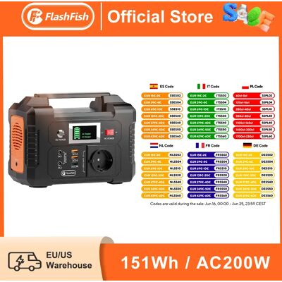 Estación de energía portátil FF Flashfish, generador Solar de 200W y 151Wh, 40800mAh/3,7 V, enchufe europeo, fuente de alimentación de energía de emergencia Estación de energía portátil FF Flashfish, generador Solar de 200W y 151Wh, 40800mAh/3,7 V, enchufe europeo, fuente de alimentación de energía de emergencia