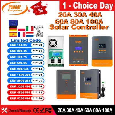 PowMr MPPT 100A 80A 60A 40A 30A 30A 20A controlador de cargador Solar LCD funciona con Panel Solar de batería Lifepo4 de plomo-ácido de 12V 24V 36V 48V PowMr MPPT 100A 80A 60A 40A 30A 30A 20A controlador de cargador Solar LCD funciona con Panel Solar de batería Lifepo4 de plomo-ácido de 12V 24V 36V 48V