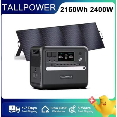 TALLPOWER V2400 Estación de energía portátil Batería LiFePO4 de 2160Wh con pico de 4800W con panel solar para acampar al aire libre RV Hogar UPS TALLPOWER V2400 Estación de energía portátil Batería LiFePO4 de 2160Wh con pico de 4800W con panel solar para acampar al aire libre RV Hogar UPS