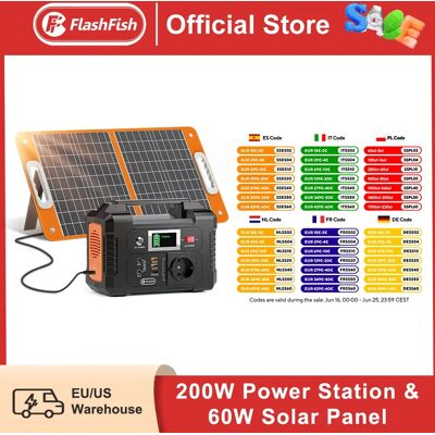 FF Flashfish E200 200W Estación de energía portátil Generador solar de 151Wh con batería de panel solar plegable de 60W Juego completo FF Flashfish E200 200W Estación de energía portátil Generador solar de 151Wh con batería de panel solar plegable de 60W Juego completo