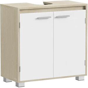 VASAGLE Armario Bajo Lavabo, Mueble de Baño, 2 Compartimentos Detrás de Las Puertas, para Diferentes Tipos de Lavabos, con Pies, 30 x 60 x 60 cm, Beige Natural y Blanco Nube/Blanco Nube VASAGLE Armario Bajo Lavabo, Mueble de Baño, 2 Compartimentos Detrás de Las Puertas, para Diferentes Tipos de Lavabos, con Pies, 30 x 60 x 60 cm, Beige Natural y Blanco Nube/Blanco Nube