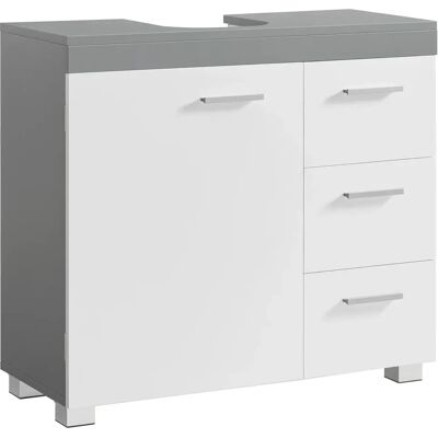 VASAGLE Mueble Bajo Lavabo, Armario de Baño, 3 Cajones, 2 Compartimentos Detrás de la Puerta, Apto para Lavabos con Pedestal, con Pies, 30 x 70 x 64 cm, Blanco Nube y Beige Natural/Blanco Nube y Gris VASAGLE Mueble Bajo Lavabo, Armario de Baño, 3 Cajones, 2 Compartimentos Detrás de la Puerta, Apto para Lavabos con Pedestal, con Pies, 30 x 70 x 64 cm, Blanco Nube y Beige Natural/Blanco Nube y Gris
