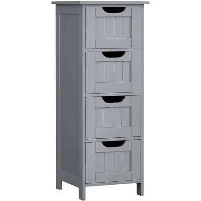 VASAGLE Armario de baño, Armario de Almacenamiento, Armario de Pie, con 4 Cajones, 30 x 30 x 82 cm, para Baño, Sala de Estar, Comedor, Cocina, Estilo Moderno, Gris Místico/Gris/Blanco VASAGLE Armario de baño, Armario de Almacenamiento, Armario de Pie, con 4 Cajones, 30 x 30 x 82 cm, para Baño, Sala de Estar, Comedor, Cocina, Estilo Moderno, Gris Místico/Gris/Blanco
