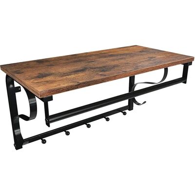 VASAGLE - Perchero de pared industrial con estante, 5 ganchos, barra de suspensión, para pasillo, cuarto de baño, sala de estar, marrón rústico y negro/madera y blanco VASAGLE - Perchero de pared industrial con estante, 5 ganchos, barra de suspensión, para pasillo, cuarto de baño, sala de estar, marrón rústico y negro/madera y blanco