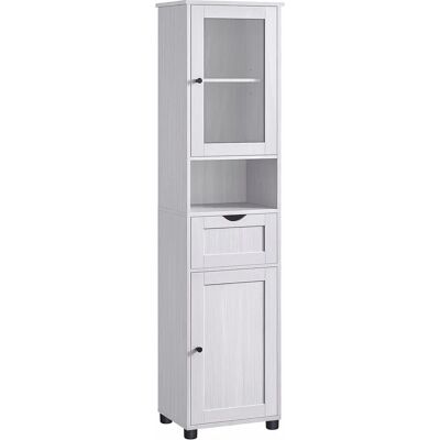 VASAGLE Mueble Baño, Armario Baño, Armario Alto, Compartimento Abierto, Puerta de Cristal, Estrecho, con Patas, Estantes Regulables en Altura, Ahorro de Espacio, Blanco Arce/Blanco Nube VASAGLE Mueble Baño, Armario Baño, Armario Alto, Compartimento Abierto, Puerta de Cristal, Estrecho, con Patas, Estantes Regulables en Altura, Ahorro de Espacio, Blanco Arce/Blanco Nube