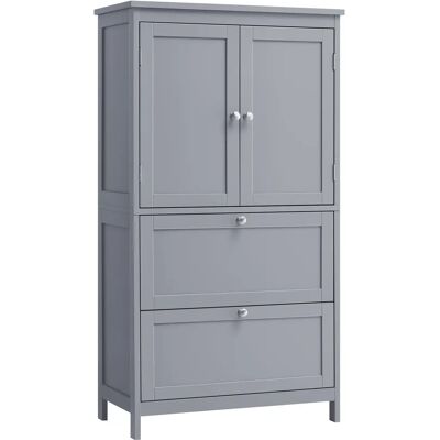 VASAGLE Mueble de Baño, Armario de Baño, Armario de Cocina, Armario Almacenaje con 2 Cajones y 2 Puertas, Estante Regulable, 30 x 60 x 110 cm, Gris Paloma/ Blanco VASAGLE Mueble de Baño, Armario de Baño, Armario de Cocina, Armario Almacenaje con 2 Cajones y 2 Puertas, Estante Regulable, 30 x 60 x 110 cm, Gris Paloma/ Blanco