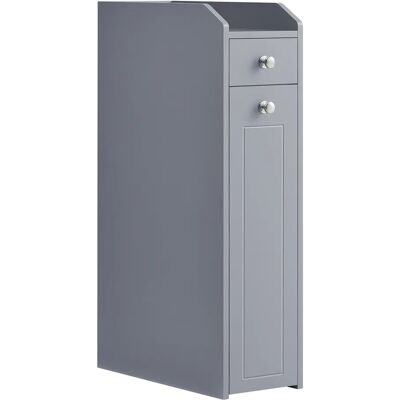 VASAGLE Armario de Baño, Armario Estrecho, Armario de Pie, Portarrollos de Papel Higiénico, con Cajones, para Espacios Pequeños, Gris Paloma/Blanco VASAGLE Armario de Baño, Armario Estrecho, Armario de Pie, Portarrollos de Papel Higiénico, con Cajones, para Espacios Pequeños, Gris Paloma/Blanco