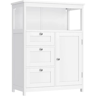 VASAGLE Mueble de Baño, Armario de Baño, Unidad de Almacenamiento de Baño, con 3 Cajones, Estantes Regulables, 30 x 60 x 80 cm, Blanco VASAGLE Mueble de Baño, Armario de Baño, Unidad de Almacenamiento de Baño, con 3 Cajones, Estantes Regulables, 30 x 60 x 80 cm, Blanco