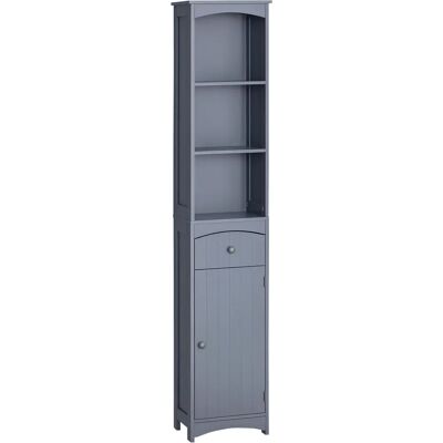 HOMCOM Armario Alto de Baño Estrecho con 1 Cajón y 3 Estantes Abiertos Estilo Moderno 34x24x170 cm Gris HOMCOM Armario Alto de Baño Estrecho con 1 Cajón y 3 Estantes Abiertos Estilo Moderno 34x24x170 cm Gris