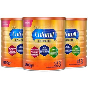 Pack x3 Enfamil Complete 3, Leche Infantil de Continuación de 1 a 3 años, 800 gr - Pack de 3 Latas Pack x3 Enfamil Complete 3, Leche Infantil de Continuación de 1 a 3 años, 800 gr - Pack de 3 Latas
