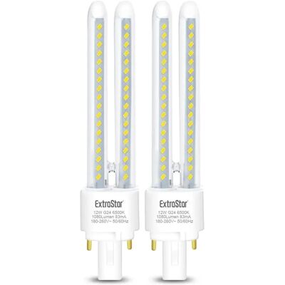 Ninguno Paquete de 2 Bombillas LED PLC, 2 Pines, Tubo 2U, Maiz G24, Luz Fría Blanca No regulable Ninguno Paquete de 2 Bombillas LED PLC, 2 Pines, Tubo 2U, Maiz G24, Luz Fría Blanca No regulable