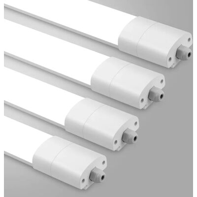 Ninguno Paquete de 4 luces de techo LED impermeables, 4000K, luces de tubo conectables para sótano, garaje, sala de estar y más Ninguno Paquete de 4 luces de techo LED impermeables, 4000K, luces de tubo conectables para sótano, garaje, sala de estar y más