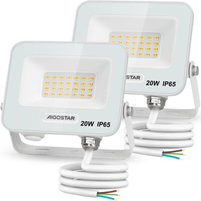 Aigostar Foco LED Exterior 20w, 1650LM Foco Proyector LED, IP65 Impermeable Luz de Seguridad, Natural 4000K Luces led exterior, Para Jardín, Patio, Garaje, Paquete de 2 Aigostar Foco LED Exterior 20w, 1650LM Foco Proyector LED, IP65 Impermeable Luz de Seguridad, Natural 4000K Luces led exterior, Para Jardín, Patio, Garaje, Paquete de 2