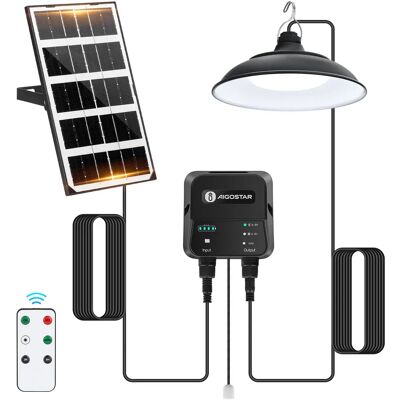 Aigostar Lámpara solar exterior con mando a distancia y cuerda de tracción,cable de 8 m,batería de gran capacidad de 3000 mAh,gran panel solar,IP65 Aigostar Lámpara solar exterior con mando a distancia y cuerda de tracción,cable de 8 m,batería de gran capacidad de 3000 mAh,gran panel solar,IP65