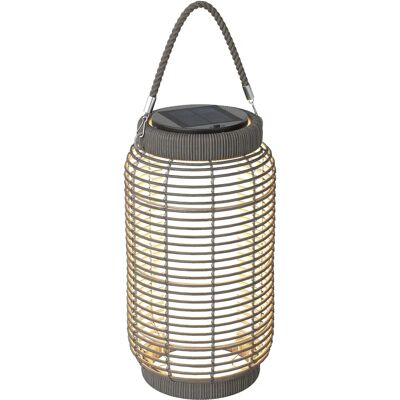 Lámpara solar de pie para exterior Outsunny, de resina mimbre, LED, acero, encendido y apagado automático, Ø18 x 37 cm, gris Lámpara solar de pie para exterior Outsunny, de resina mimbre, LED, acero, encendido y apagado automático, Ø18 x 37 cm, gris