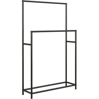 HOMCOM Toallero de Pie de 2 Niveles con 2 Barras 66x20x110 cm Negro HOMCOM Toallero de Pie de 2 Niveles con 2 Barras 66x20x110 cm Negro