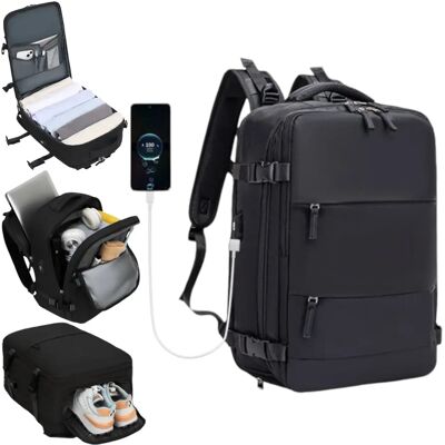 Movitel Mochila de Viaje para Cabina de Avión 45x36x20 para Vueling, EasyJet, Ryanair Equipaje de Mano Impermeable y Espaciosa con Compartimento para Zapatos y Puerto USB Mochila Antirrobo Multifuncional Movitel Mochila de Viaje para Cabina de Avión 45x36x20 para Vueling, EasyJet, Ryanair Equipaje de Mano Impermeable y Espaciosa con Compartimento para Zapatos y Puerto USB Mochila Antirrobo Multifuncional