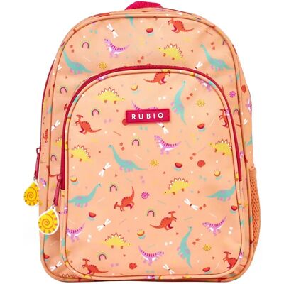 Ninguno Mochila escolar dinosaurios color melocotón naranja. RUBIO. 2 cremalleras. Hasta 6 años. Bolsillo lateral portabotellas. Capacidad 10L. Ninguno Mochila escolar dinosaurios color melocotón naranja. RUBIO. 2 cremalleras. Hasta 6 años. Bolsillo lateral portabotellas. Capacidad 10L.