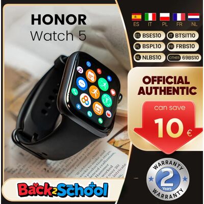Honor reloj inteligente Watch 5, dispositivo con seguimiento GPS, Pantalla AMOLED de 1,85 pulgadas, batería de 10 días de duración, frecuencia cardíaca, oxígeno en sangre, monitoreo del sueño Honor reloj inteligente Watch 5, dispositivo con seguimiento GPS, Pantalla AMOLED de 1,85 pulgadas, batería de 10 días de duración, frecuencia cardíaca, oxígeno en sangre, monitoreo del sueño