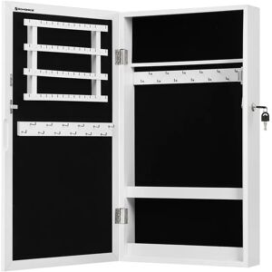 SONGMICS Armario Joyero de Pared, Armario de Joyas con Espejo, Organizador de Joyas para Ahorrar Espacio, Superficie Blanca y Forro Greige/Negro/Superficie Marrón Rústico y Forro Negro SONGMICS Armario Joyero de Pared, Armario de Joyas con Espejo, Organizador de Joyas para Ahorrar Espacio, Superficie Blanca y Forro Greige/Negro/Superficie Marrón Rústico y Forro Negro