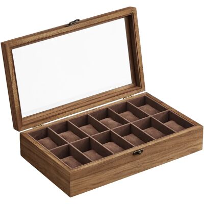 SONGMICS Caja para Relojes con 12 Compartimentos, Caja para Relojes de Madera Maciza, con Tapa de Cristal, Cojín para Relojes, Regalo para Queridos, Nogal Rústico/Negro Ébano/Negro Tinta SONGMICS Caja para Relojes con 12 Compartimentos, Caja para Relojes de Madera Maciza, con Tapa de Cristal, Cojín para Relojes, Regalo para Queridos, Nogal Rústico/Negro Ébano/Negro Tinta