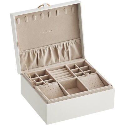 SONGMICS Joyero 2 Capas, Joyero con Asa, Bandeja Flexible para Joyas, Caja para Joyas, Efecto Flotante, 20,5 x 24 x 11 cm, Idea Regalo, Blanco/Negro/Rosa Jalea, Regalo de Navidad/Marrón y Blanco SONGMICS Joyero 2 Capas, Joyero con Asa, Bandeja Flexible para Joyas, Caja para Joyas, Efecto Flotante, 20,5 x 24 x 11 cm, Idea Regalo, Blanco/Negro/Rosa Jalea, Regalo de Navidad/Marrón y Blanco