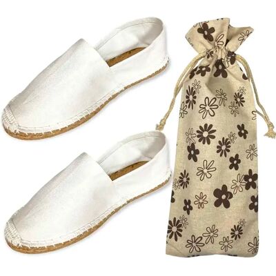NONE Alpargatas Mujer para boda Blancas Esparto (Regalo de Bolsa de Tela Flores) (12/24/36/48 pares) Ideales para Eventos. Cosidas a mano con suela de goma y loneta de calidad. Modelo 35008 mundiBODA. NONE Alpargatas Mujer para boda Blancas Esparto (Regalo de Bolsa de Tela Flores) (12/24/36/48 pares) Ideales para Eventos. Cosidas a mano con suela de goma y loneta de calidad. Modelo 35008 mundiBODA.