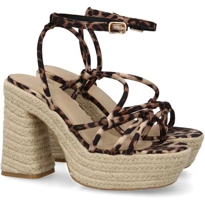 Ninguno PuntoSalao Sandalias de tacón y plataforma en yute para mujer estampado animal CF-5080 Ninguno PuntoSalao Sandalias de tacón y plataforma en yute para mujer estampado animal CF-5080