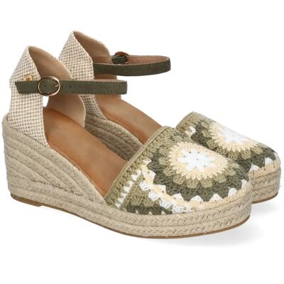 Ninguno PuntoSalao Alpargatas de cuña de yute pala bordado para mujer color verde CF-5039 Ninguno PuntoSalao Alpargatas de cuña de yute pala bordado para mujer color verde CF-5039