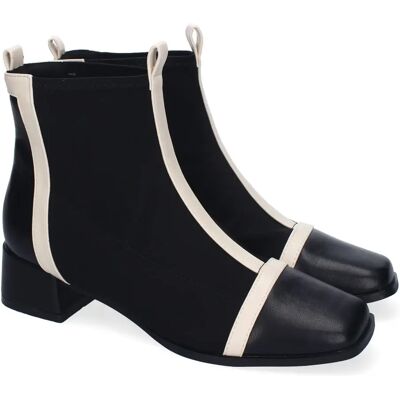 Ninguno PuntoSalao Botines elegantes tacón bajo cómodo punta redonda para mujer color negro A-3446 Ninguno PuntoSalao Botines elegantes tacón bajo cómodo punta redonda para mujer color negro A-3446