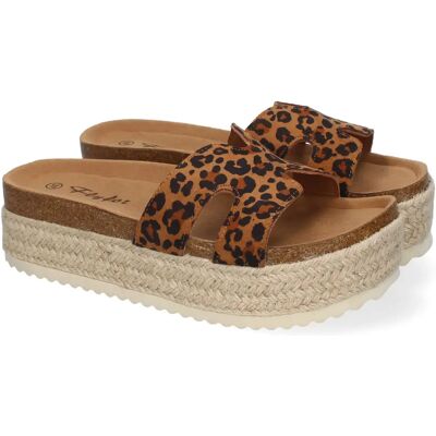 Ninguno PuntoSalao Sandalias planas en yute para mujer estampado animal M-288 Ninguno PuntoSalao Sandalias planas en yute para mujer estampado animal M-288