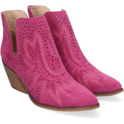Ninguno PuntoSalao Botines de tacón bajo calados cómodos color fucsia para mujer VR004 Ninguno PuntoSalao Botines de tacón bajo calados cómodos color fucsia para mujer VR004