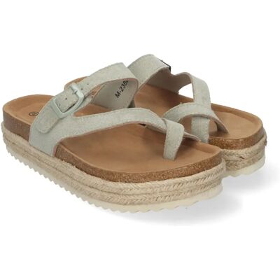 Ninguno PuntoSalao Sandalias planas con plataforma en yute tipo esclava para mujer color verde M-238 Ninguno PuntoSalao Sandalias planas con plataforma en yute tipo esclava para mujer color verde M-238