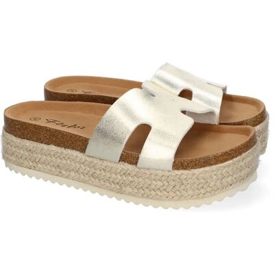 Ninguno PuntoSalao Sandalias doradas bio de plataforma en yute para mujer M-288 Ninguno PuntoSalao Sandalias doradas bio de plataforma en yute para mujer M-288