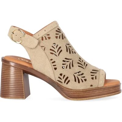 Ninguno Chika 10 - Sandalias Mujer New Godo 06 Serraje Piedra Tacón Medio y Plantilla Gel Ninguno Chika 10 - Sandalias Mujer New Godo 06 Serraje Piedra Tacón Medio y Plantilla Gel