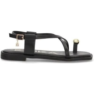 SANDALIA DEDO CRUZADA ETIKA 10074 GAVDOS, MUJER NEGRO SANDALIA DEDO CRUZADA ETIKA 10074 GAVDOS, MUJER NEGRO