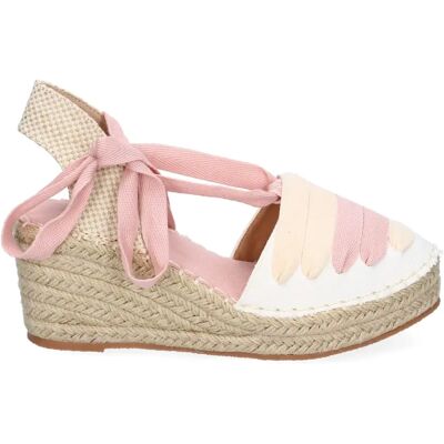 Ninguno PuntoSalao Sandalias de cuña media en yute para mujer color rosa LL7U3 - Unas Alpargatas de Cuña con suela de yute, y lazos en colores degradados Ninguno PuntoSalao Sandalias de cuña media en yute para mujer color rosa LL7U3 - Unas Alpargatas de Cuña con suela de yute, y lazos en colores degradados