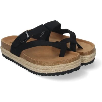Ninguno PuntoSalao Sandalias planas con plataforma tipo esclava para mujer negro M-238 Ninguno PuntoSalao Sandalias planas con plataforma tipo esclava para mujer negro M-238