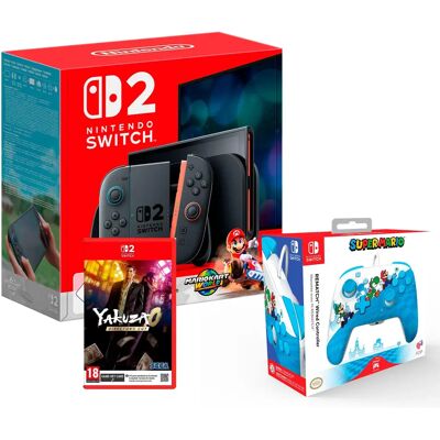 Nintendo Switch 2 Consola + Mario Kart World + Yakuza 0 Director's Cut - Import EU - Switch 2 + Rematch Wired Controller Nintendo Switch 2 Consola + Mario Kart World + Yakuza 0 Director's Cut - Import EU - Switch 2 + Rematch Wired Controller