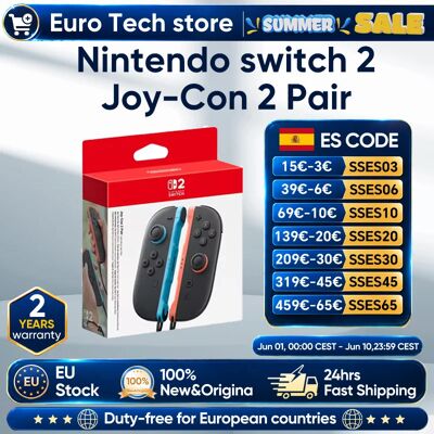 Nintendo Switch 2 Joy-Con 2 pares - Azul claro/Rojo claro Compatible con NS2 Joystick de efecto Hall Conexión magnética Modo ratón Nintendo Switch 2 Joy-Con 2 pares - Azul claro/Rojo claro Compatible con NS2 Joystick de efecto Hall Conexión magnética Modo ratón