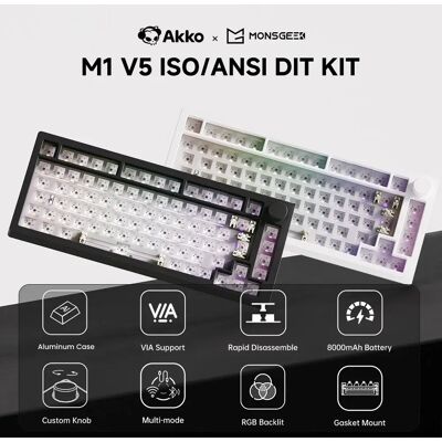 Akko MonsGeek M1 V5 teclado mecánico multimodo Barebone Kit a través de 75% 3/5 pines personalizado intercambio en caliente RGB junta de desmontaje rápido Akko MonsGeek M1 V5 teclado mecánico multimodo Barebone Kit a través de 75% 3/5 pines personalizado intercambio en caliente RGB junta de desmontaje rápido