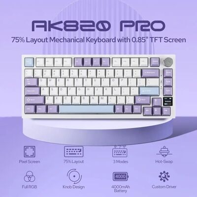 Teclado Mecánico Gaming AJAZZ AK820PRO - RGB, Morado, Blanco, Azul Teclado Mecánico Gaming AJAZZ AK820PRO - RGB, Morado, Blanco, Azul