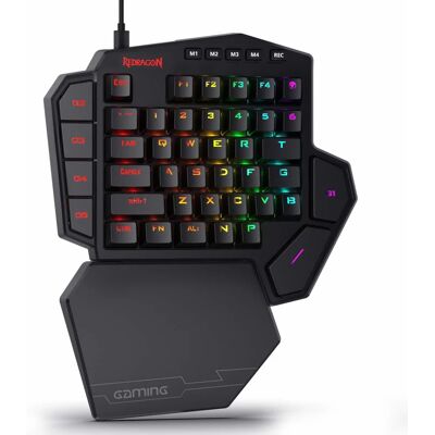 Redragon K585 DITI Teclado mecánico RGB para jugar con una sola mano, reposamuñecas 42 teclas tipo C teclado para juegos profesional intercambiable en caliente Redragon K585 DITI Teclado mecánico RGB para jugar con una sola mano, reposamuñecas 42 teclas tipo C teclado para juegos profesional intercambiable en caliente